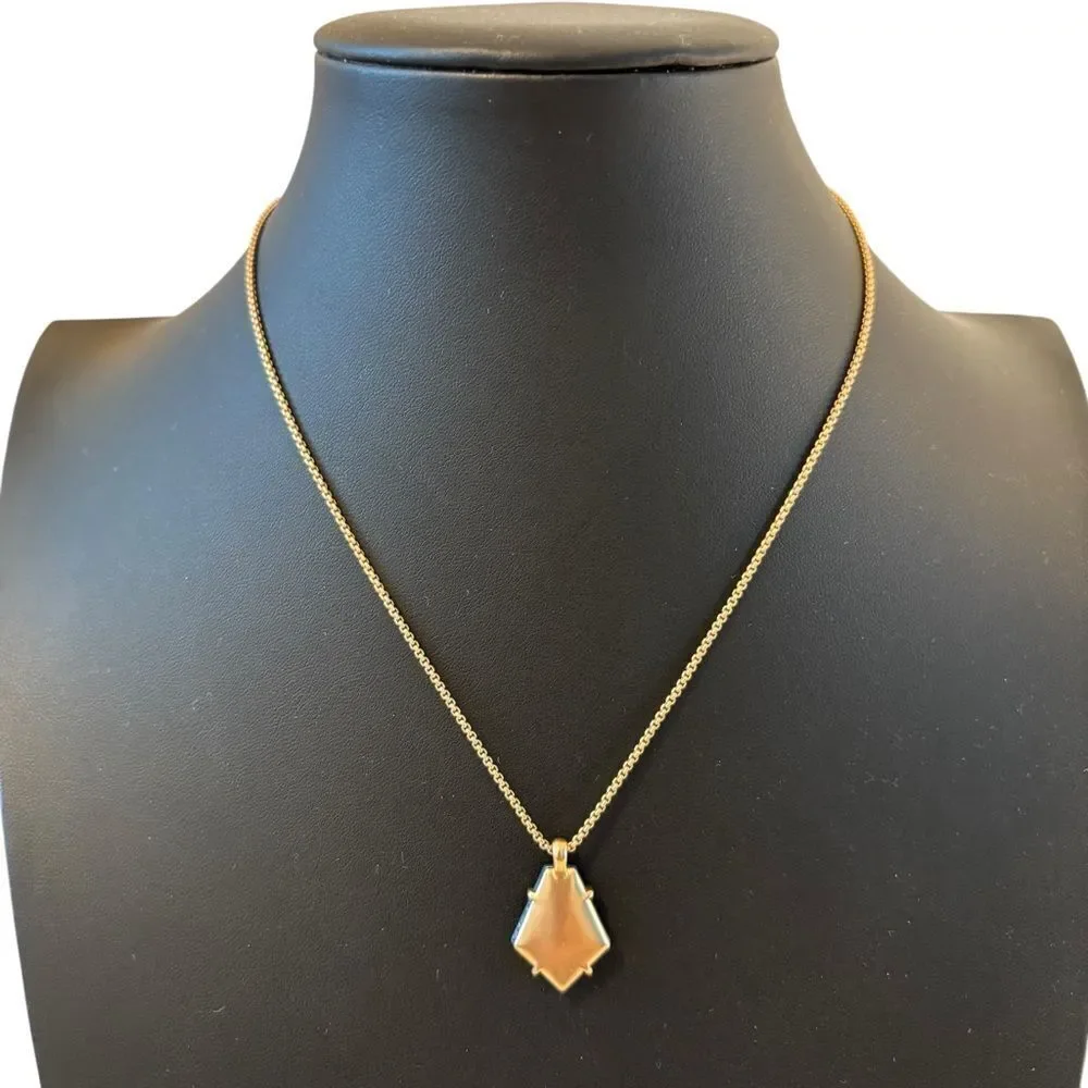 Beautiful Light Blue Iridescent Pendant on Gold Tone Chain.